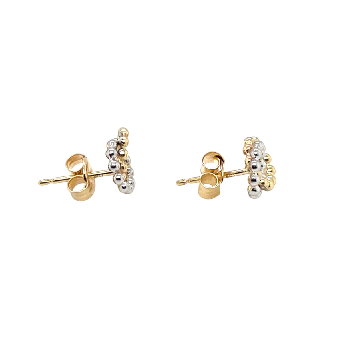 9ct Two-Tone Beaded Interlocking Circle Stud Earrings