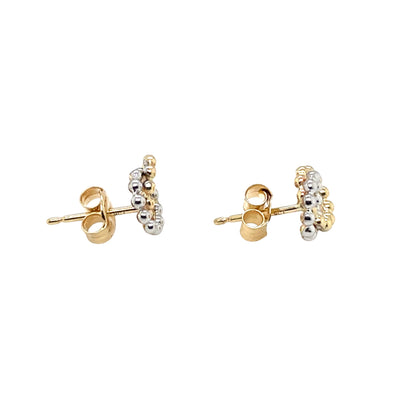 9ct Two-Tone Beaded Interlocking Circle Stud Earrings