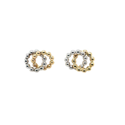 9ct Two-Tone Beaded Interlocking Circle Stud Earrings