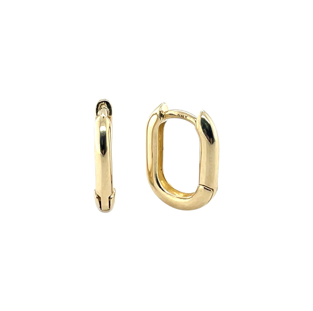 9ct Yellow Gold Rectangular Huggie Earrings