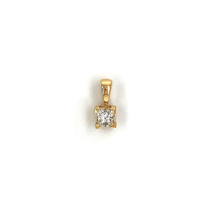 18ct Yellow Gold Princess-Cut Solitaire Diamond Pendant