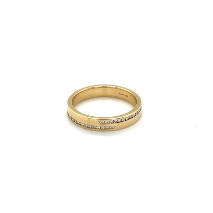 18ct Yellow Gold Half-Set Two-Row Diamond Eternity Ring