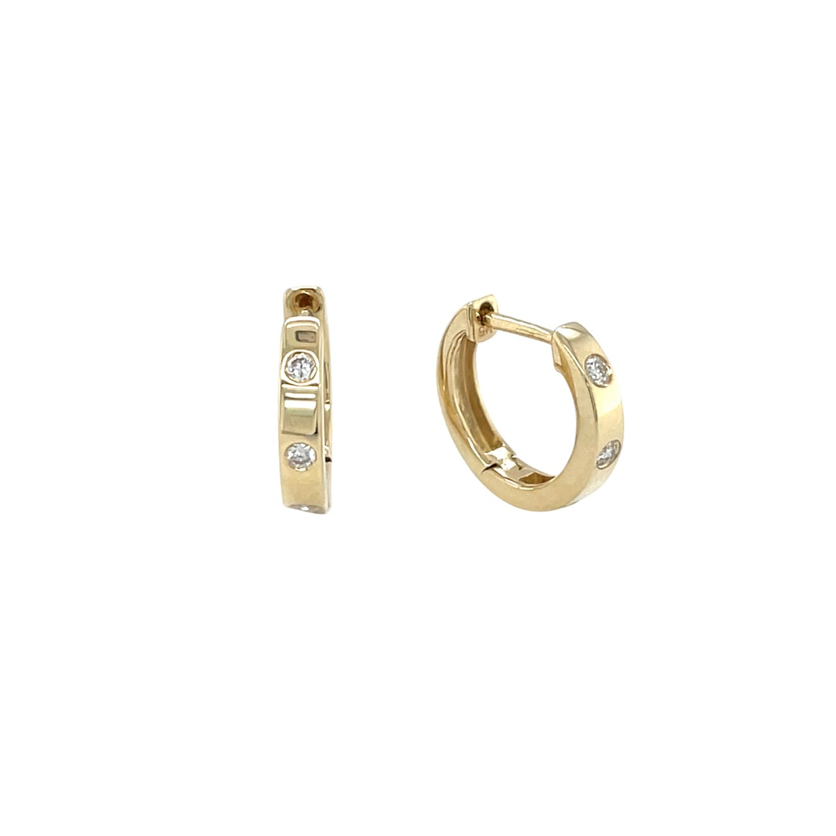 9ct Yellow Gold Diamond Huggie Earrings