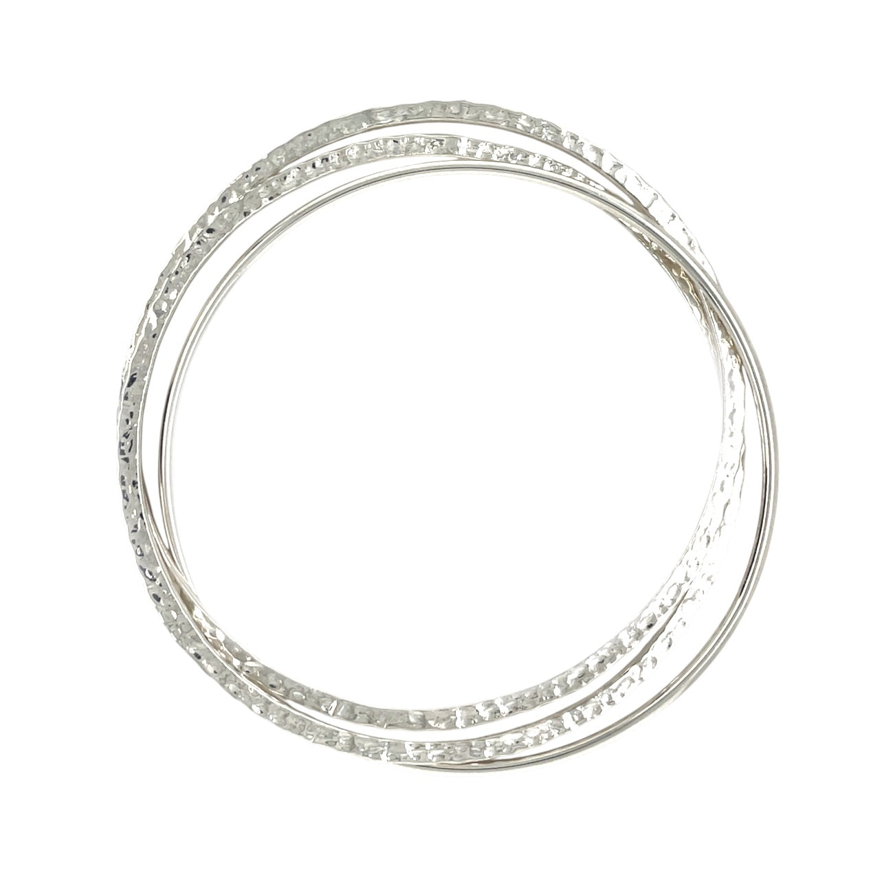 Silver Hammered & Polished Finish Russian Bangle