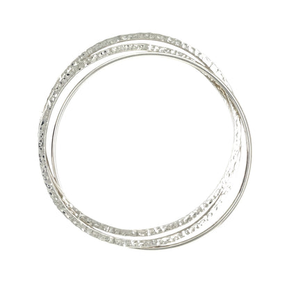 Silver Hammered & Polished Finish Russian Bangle