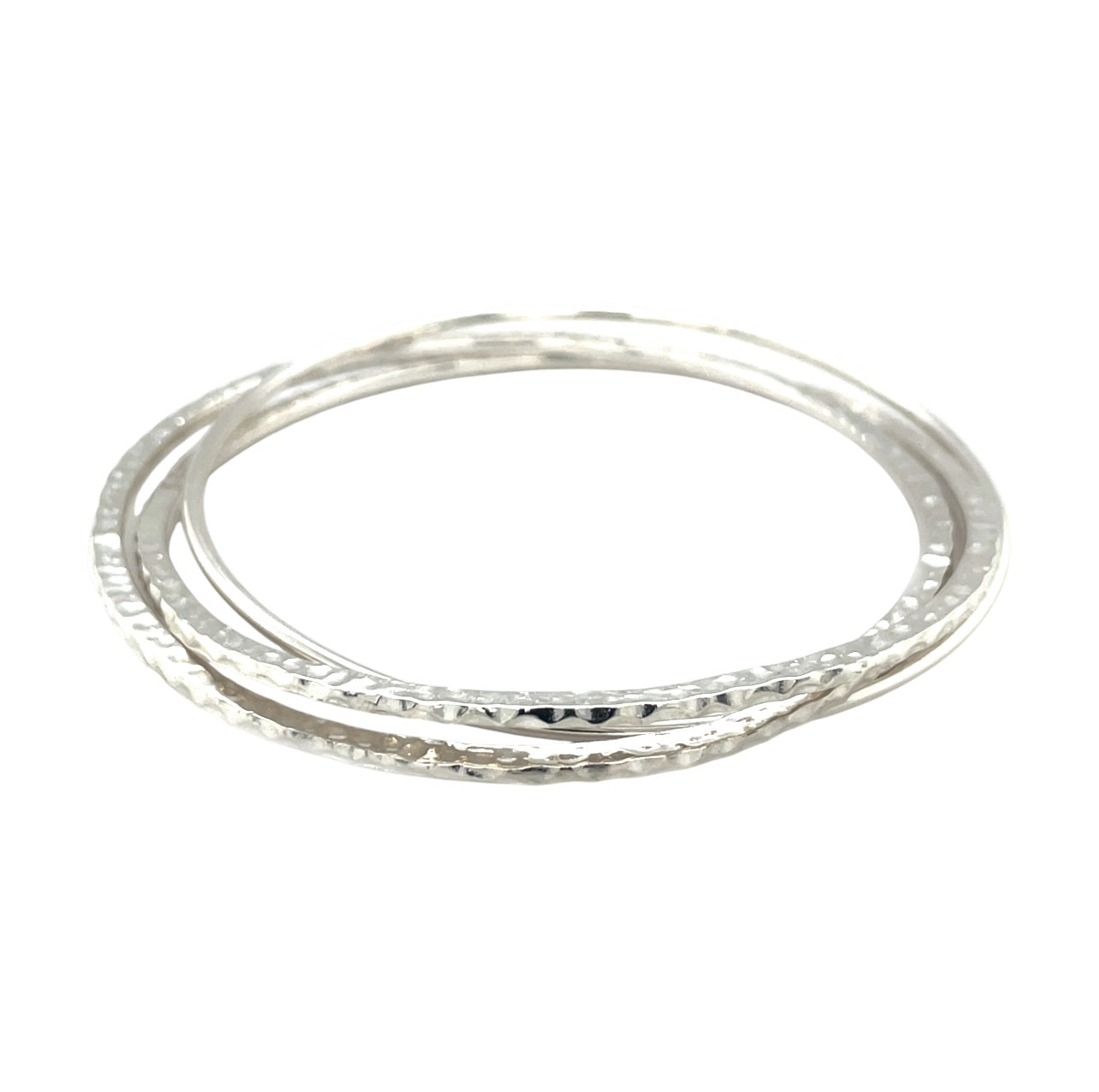 Silver Hammered & Polished Finish Russian Bangle