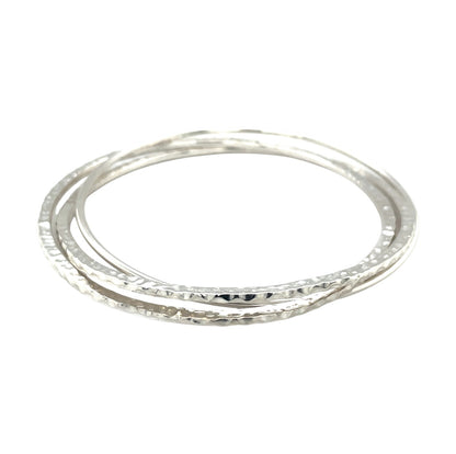 Silver Hammered & Polished Finish Russian Bangle