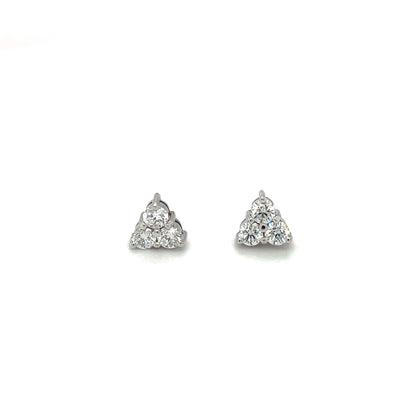18ct White Gold Diamond Triangle Stud Earrings