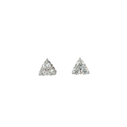18ct White Gold Diamond Triangle Stud Earrings