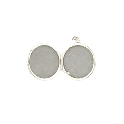 Silver Round Scroll Border Locket Pendant & Chain (16-18")
