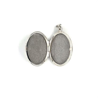 Silver Oval Engraved Locket Pendant