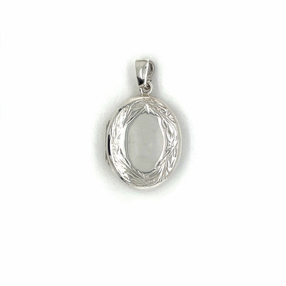 Silver Oval Engraved Locket Pendant