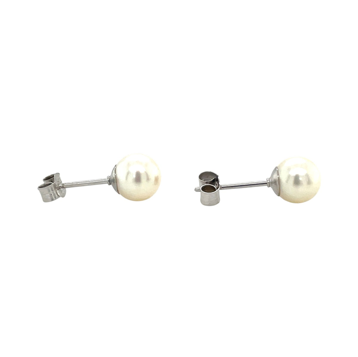 9ct White Gold Akoya Pearl Stud Earrings (7-7.5mm)