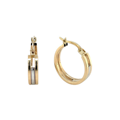 9ct Yellow Gold Two-Tone Three-Row Hoop Earrings