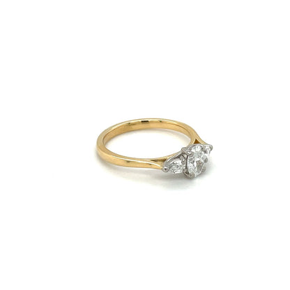 18ct Yellow Gold & Platinum Three-Stone Diamond Ring