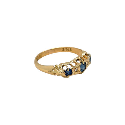 18ct Yellow Gold Sapphire & Diamond Ring (N)