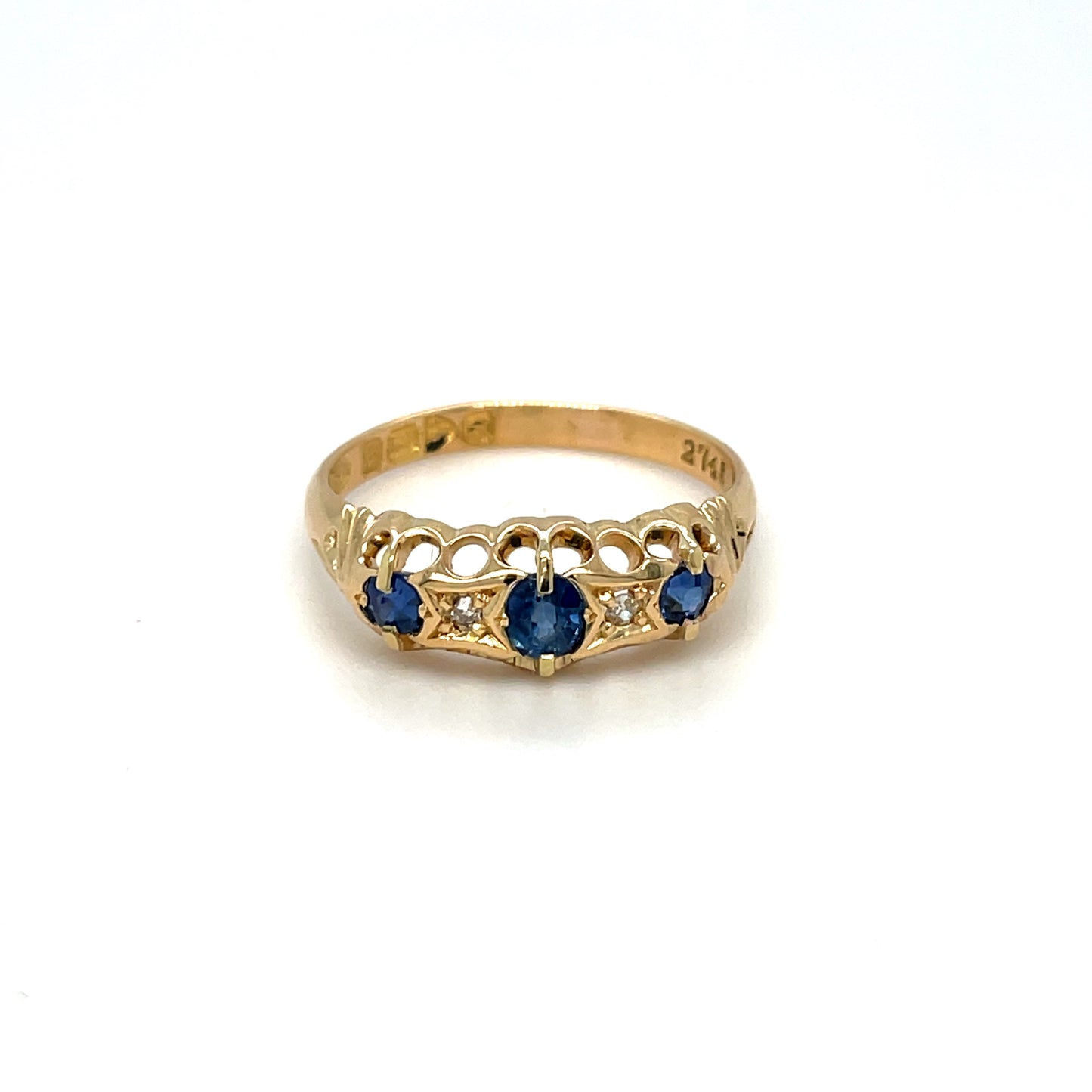 18ct Yellow Gold Sapphire and Diamond Ring (N)