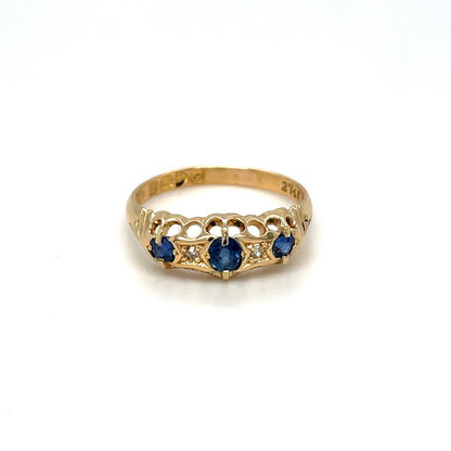 18ct Yellow Gold Sapphire and Diamond Ring (N)