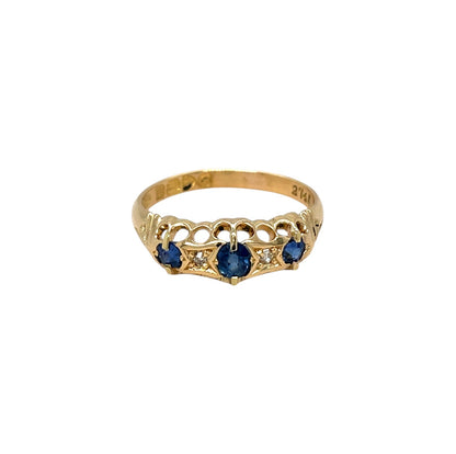18ct Yellow Gold Sapphire & Diamond Ring (N)