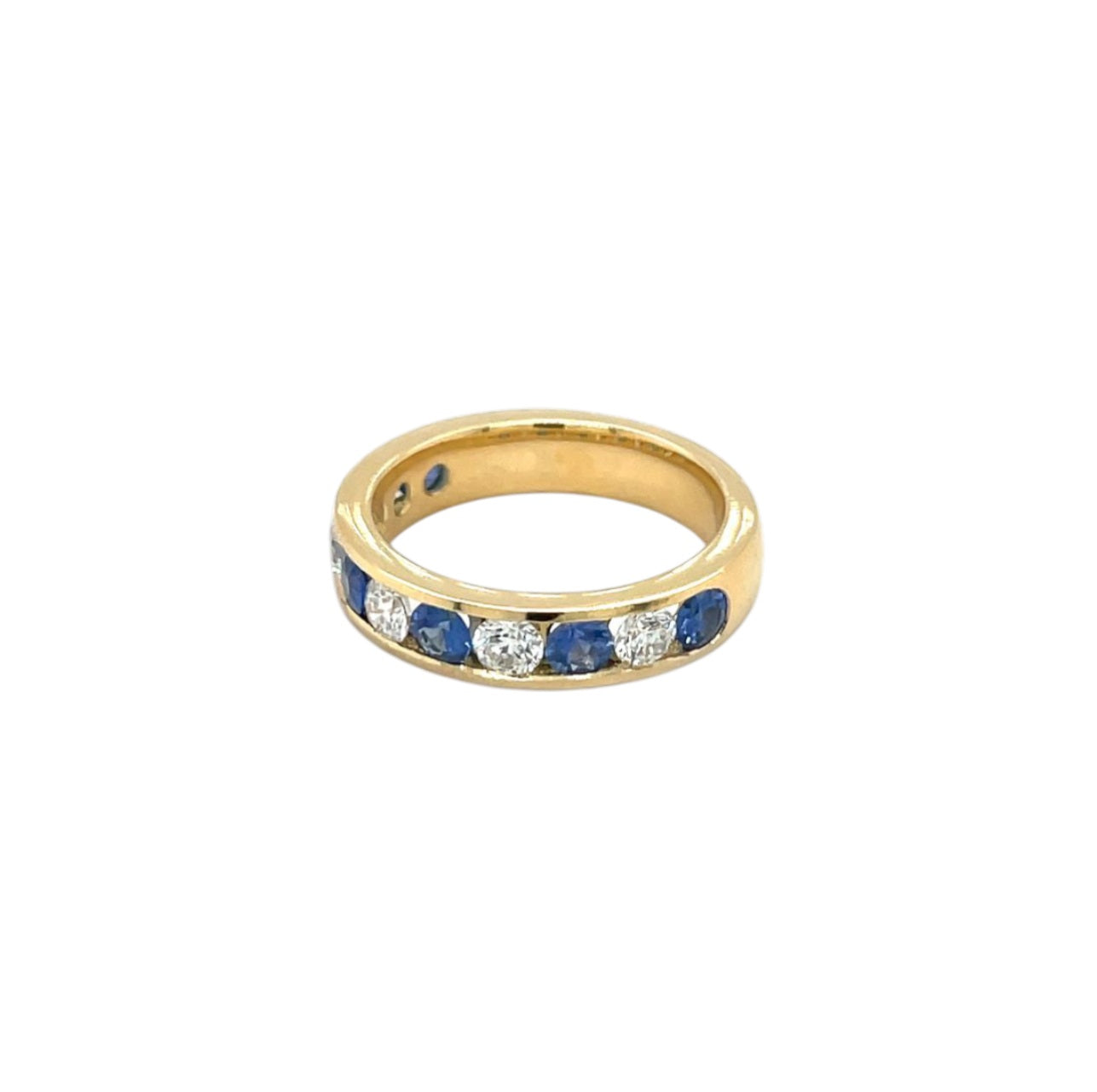 18ct Yellow Gold Sapphire & Diamond Half-Set Eternity Ring (M)