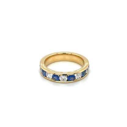 18ct Yellow Gold Sapphire & Diamond Eternity Ring