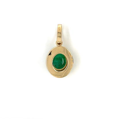 18ct Yellow Gold Cabochon Emerald Pendant