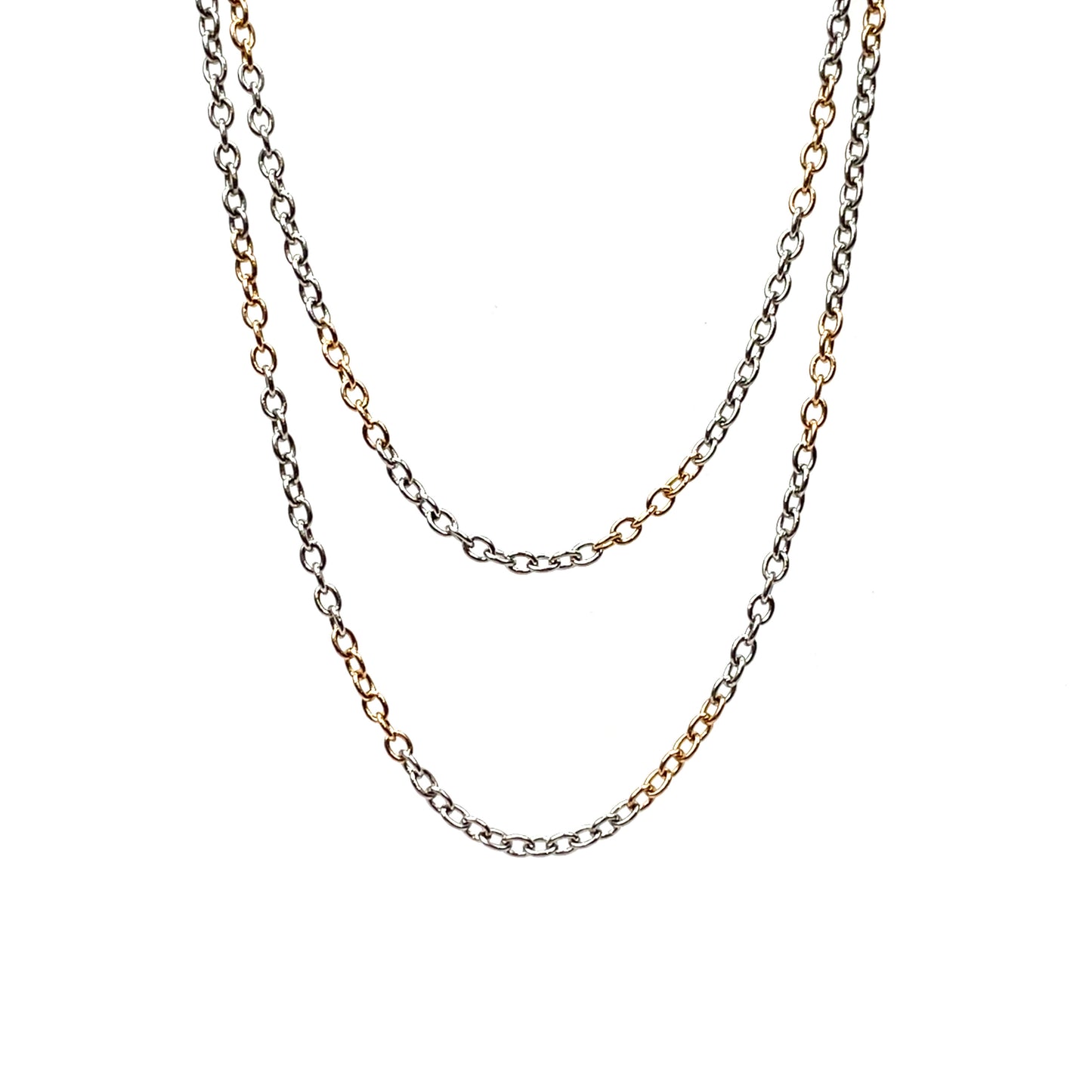 Platinum & 18ct Rose Gold Oval Link Chain (28")