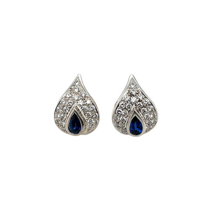 18ct White Gold Sapphire & Diamond Stud Earrings