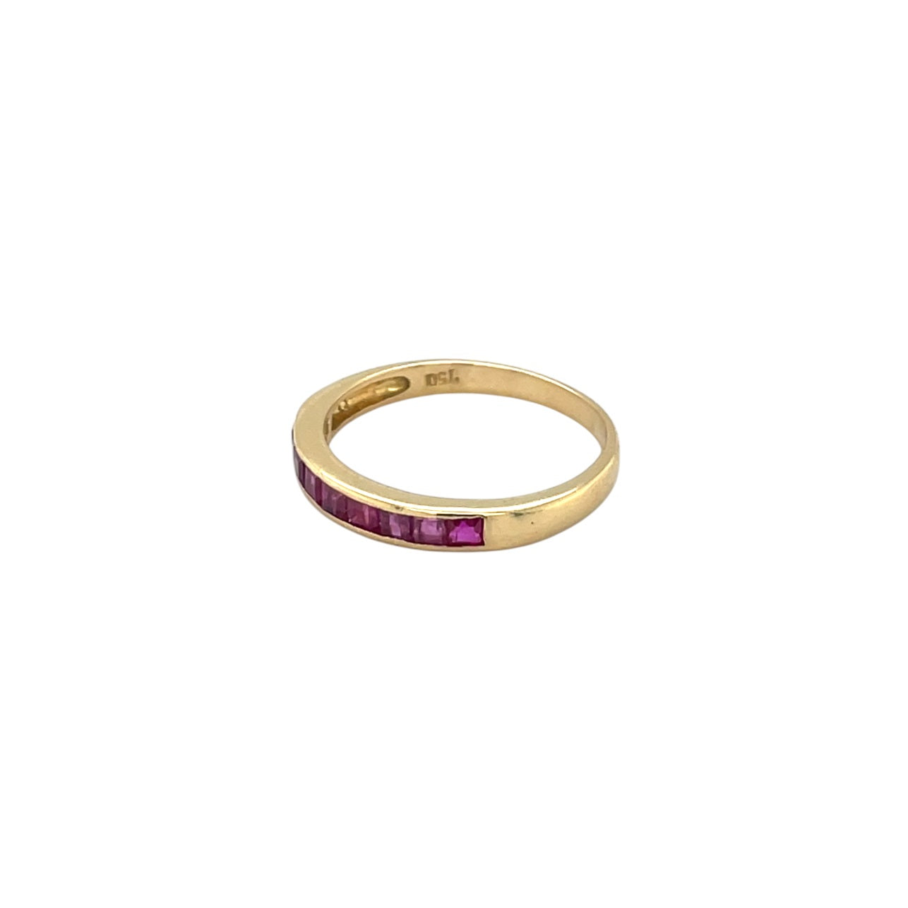 18ct Yellow Gold Princess-Cut Ruby Eternity Ring (M)