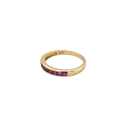 18ct Yellow Gold Princess-Cut Ruby Eternity Ring (M)