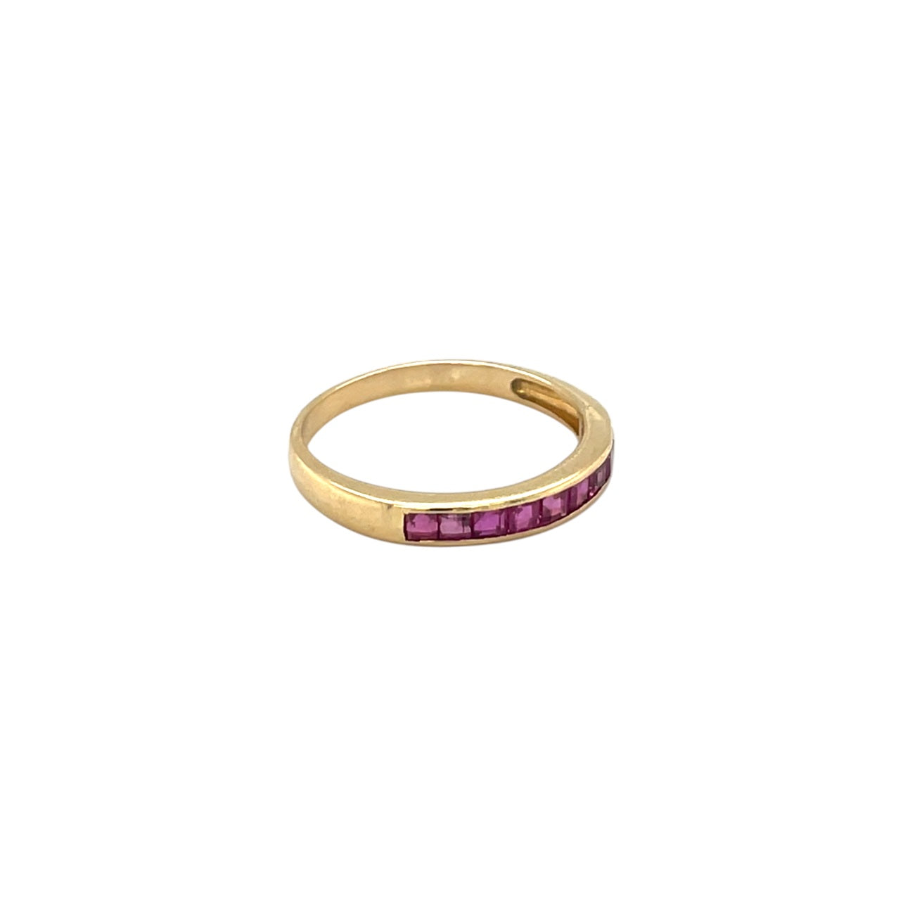 18ct Yellow Gold Princess-Cut Ruby Eternity Ring (M)