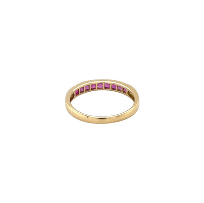 18ct Yellow Gold Princess-Cut Ruby Eternity Ring (M)
