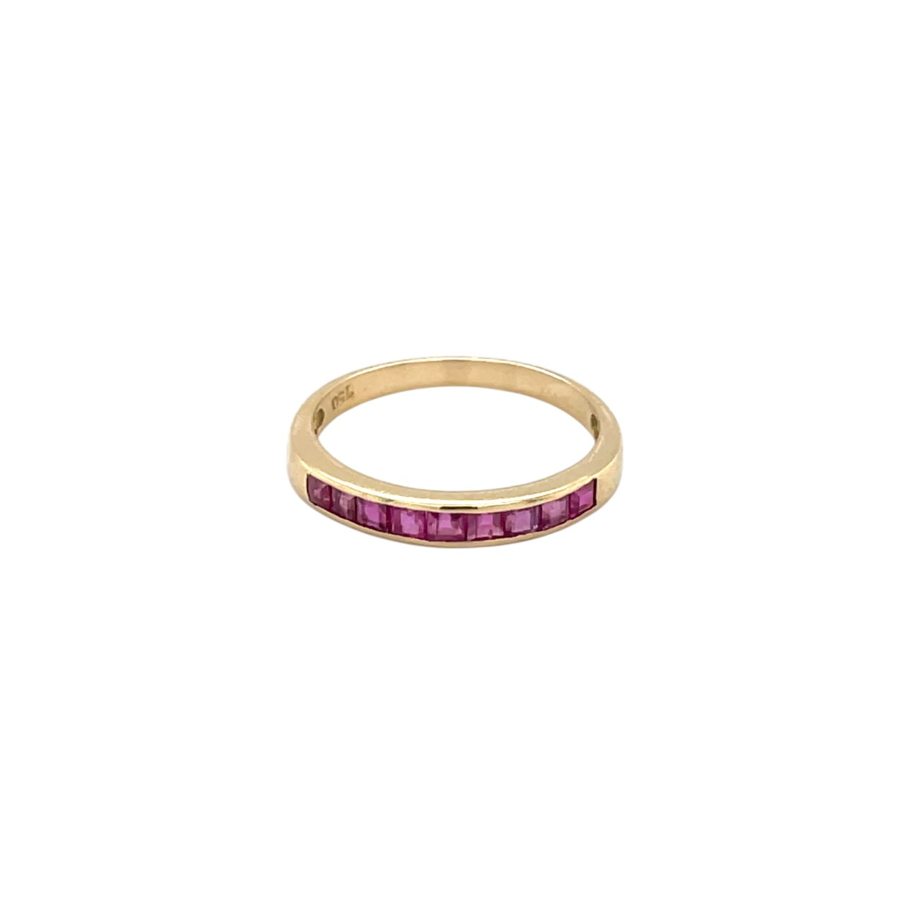 18ct Yellow Gold Princess-Cut Ruby Eternity Ring (M)