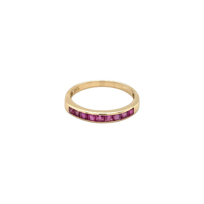 18ct Yellow Gold Princess-Cut Ruby Eternity Ring (M)