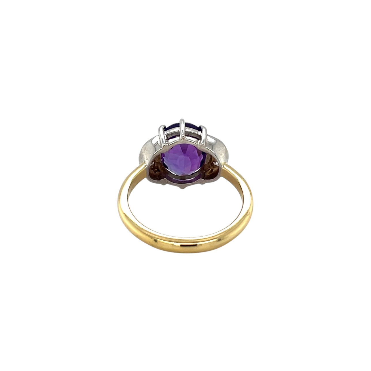 18ct Yellow Gold Amethyst & Diamond Moon Ring (L)