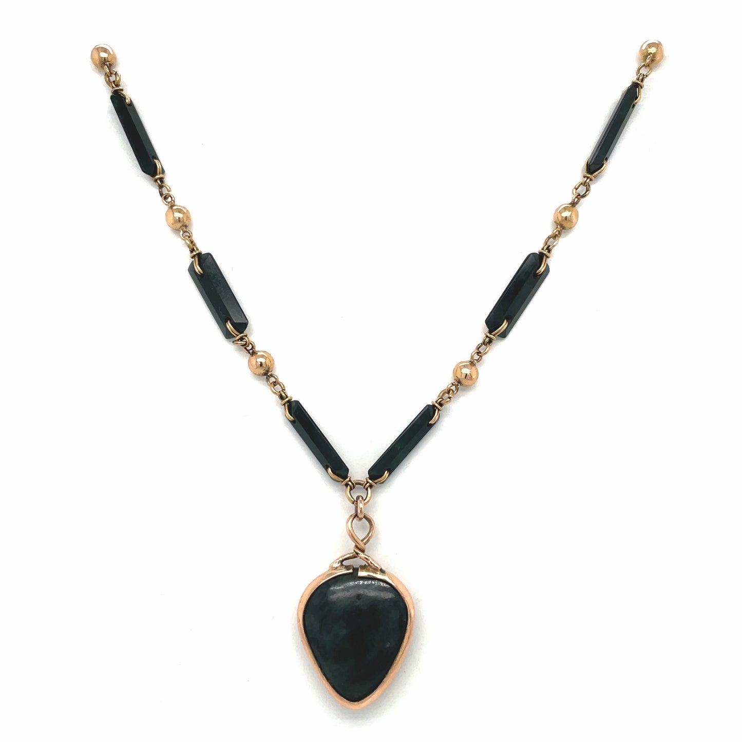 18ct Yellow Gold Unique Dark Tourmaline Necklace (22")