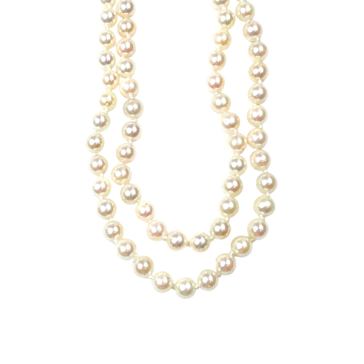 9ct Yellow Gold Double Row Akoya Pearls (18")