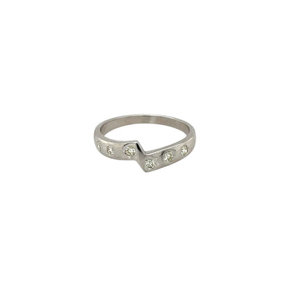 18ct White Gold Diamond Stacking Ring (M)