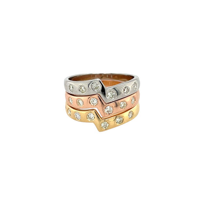 18ct Yellow Gold Diamond Stacking Ring (M)