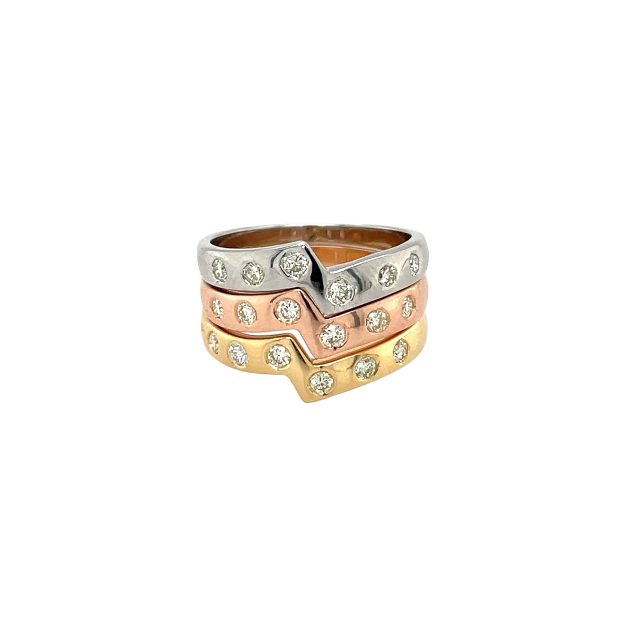 18ct Rose Gold Diamond Stacking Ring (M)