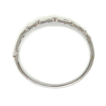 18ct White Gold Diamond Hinged Bubble Bangle