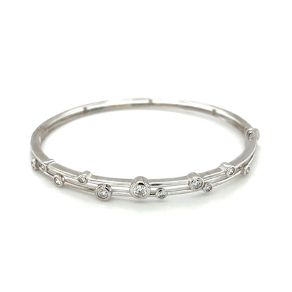 18ct White Gold Diamond Hinged Bubble Bangle