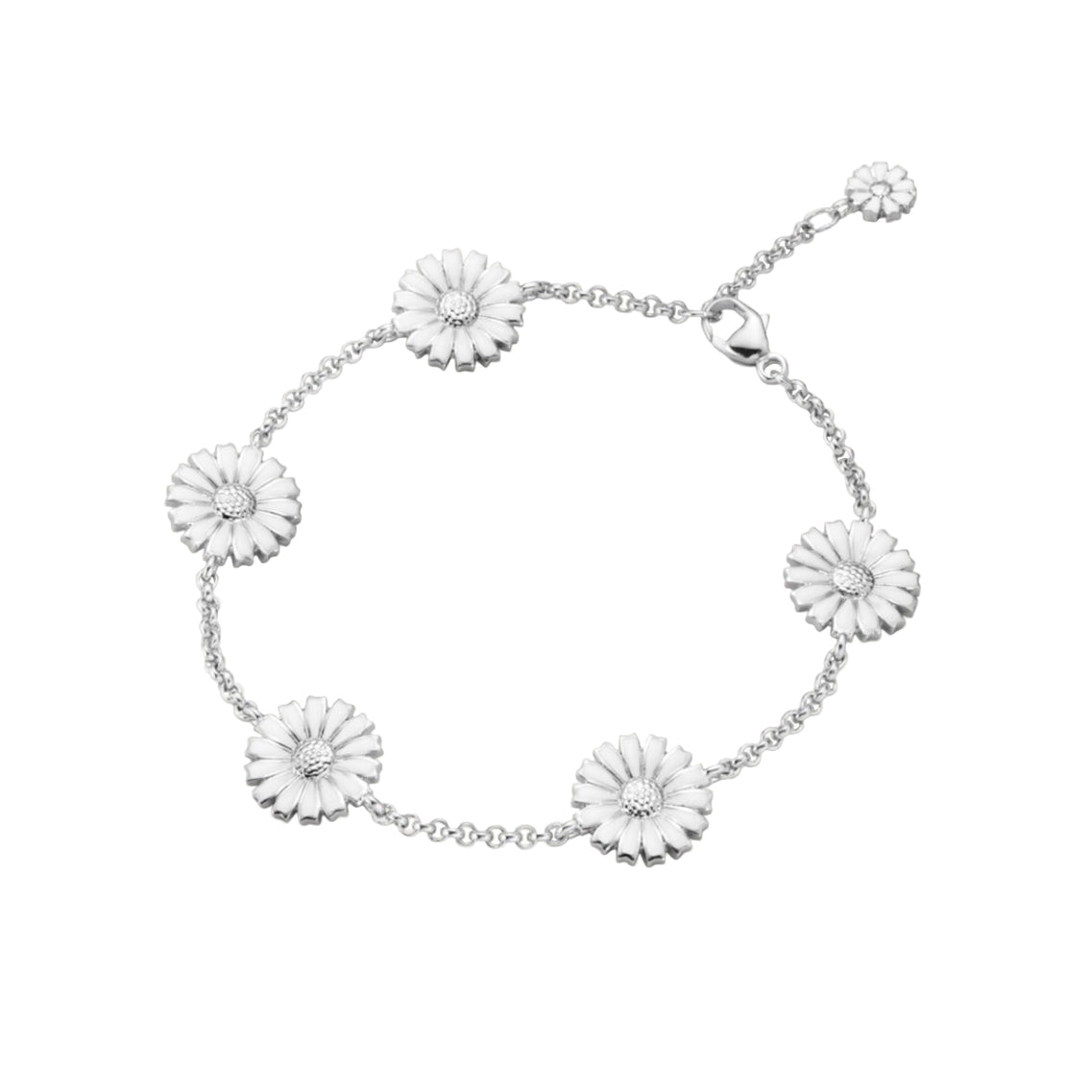 Georg Jensen Silver White Enamel Daisy Chain Bracelet