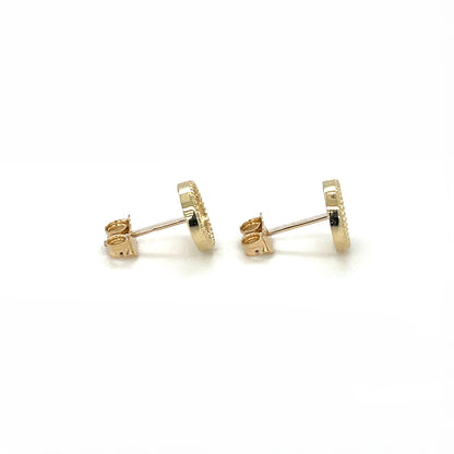 9ct Yellow Gold Textured Circle Stud Earrings