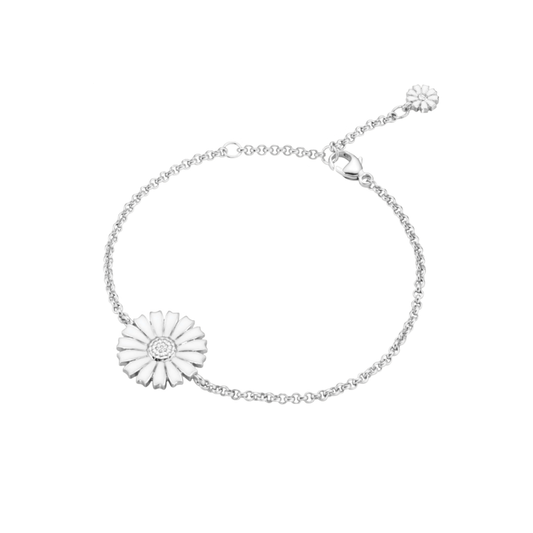 Georg Jensen Silver Single White Enamel Daisy Bracelet