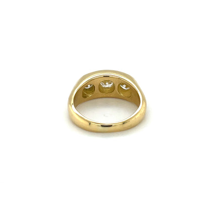 18ct Yellow Gold Diamond Three-STone Flat Top Gypsy Ring (N)