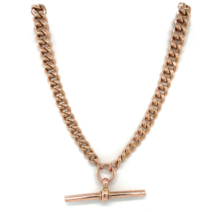 9ct Rose Gold Albert Chain & T-Bar (16")