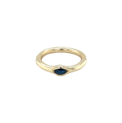 14ct Yellow Gold Oval Sapphire Solitaire Ring (M1/2)