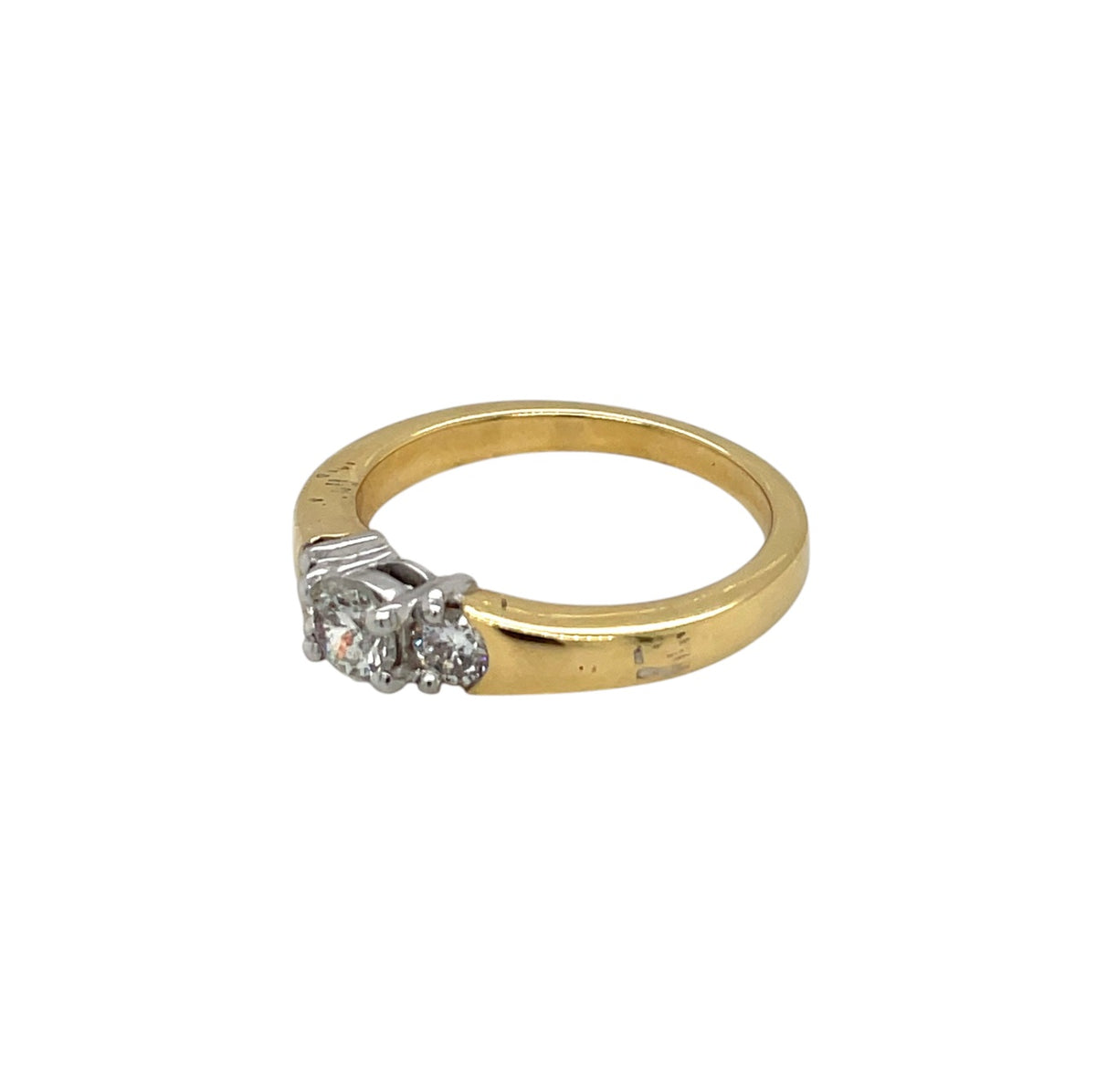 18ct Yellow and White Gold Diamond 3 Stone Ring (N1/2)