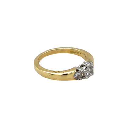18ct Yellow and White Gold Diamond 3 Stone Ring (N1/2)
